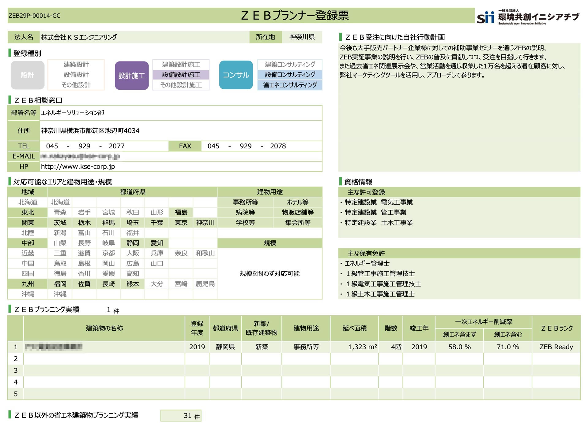 ZEBプランナー登録票・ZEBプランニング実績